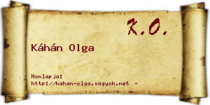 Káhán Olga névjegykártya